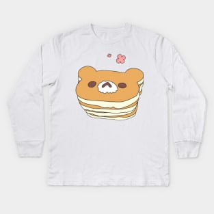 Kawaii Bear Mascotte Pancake Kids Long Sleeve T-Shirt